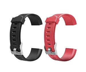 Demiawaking 2PCS Bracelet Rechange pour Montre Connectée Homme, Accessoire de Montre Bracelet, Remplacement Coloré pour Montre Intelligente ID115Plus HR 215mm/20mm (Noir+Rouge)