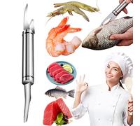 Demiawaking Couteau À Gueule De Poisson Multifonctionnel 5 en 1, Outil pour Éplucheur et Déveiner les Crevettes, Écailleur à Poisson de Acier Inoxydable, Couteau Poisson (1 Pcs)
