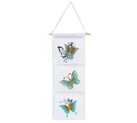 Demiawaking DIY Sac de Rangement Suspendu Mural Diamond Painting, 3 Poches Diamant Peinture Sac de Stockage pour Chambre, Salle de Bain, Cuisine, Salon (Papillon B)