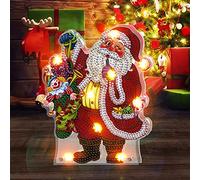 Demiawaking DIY Veilleuse LED Diamant Peinture, Diamond Painting Noel Décoration Lumière, LED Lampe Kit Ornement de No?l Cadeau,Père No?l, Bonhomme de Neige (Type 5)