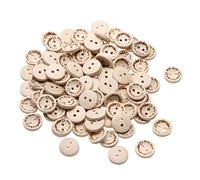 Demiawaking Lot de 100 boutons en bois pour la couture et le scrapbooking, 1.5 CM