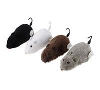 Demiawaking Lot de 4 souris à mouvement mécanique en peluche pour chat