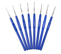 Demiawaking Lot de 8 crochets Lot de Bleu Petit crochet Aiguilles à tricoter en aluminium kit Outil de tissage Fil Craft avec grip souple 0.6 mm - 1.75 mm