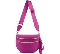 Demiawaking Sac Banane en Nylon pour Femme, Sac Banane Femme Chic, Grande Capacité, avec Large Bandoulière Réglable, Disponible en Dix Coloris (Rose Rouge)