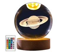 Demiawaking Veilleuse Boule de Cristal 3D Galaxie Spatiale - Télécommande, 16 Couleurs à Intensité Variable, 8CM LED, Système Solaire