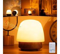 Demiawaking Veilleuse Vague, Lampe Vague Océanique, Enceinte Bluetooth 16 Couleurs Avec Télécommande et Abat-jour, Convient aux Adultes Comme aux Enfants (Noyer)