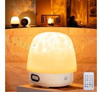 Demiawaking Veilleuse Vague, Lampe Vague Océanique, Enceinte Bluetooth 16 Couleurs Avec Télécommande et Abat-jour, Convient aux Adultes Comme aux Enfants(Blanc)