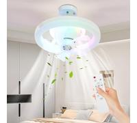 Demiawaking Ventilateur de Plafond avec Lumière et Telecommande, 30W Ventilateur Dimmable Plafonnier avec l'aromathérapie, Ventilateur Silencieux pour Chambre et Salon (Coloré)