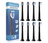 demirdental HX6088b Lot de 8 têtes de brosse à dents Mini Sensitive compatibles avec les têtes de brosse à dents Philips Sonicare - Têtes de rechange douces et petites pour dents sensibles - Noir