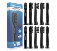 demirdental Lot de 10 brossettes de rechange moyennes pour Oral-B Pulsonic avec charbon actif Noir