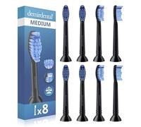demirdental Lot de 8 Têtes de brosse de rechange compatibles avec Philips Sonicare, Medium, Noir, remplace HX6018