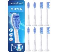 8x embouts demirdental pour Philips Sonicare Têtes de brosse de rechange, Medium, Blanc, remplace HX6018