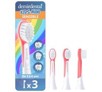 demirdental tête de brosse pour Philips Sonicare Kids tête de brosse enfants, Compact Mini pour les petites dents de lait, Enfants de 3 à 6 ans, remplace HX6038 HX6034, Rouge, Lot de 3