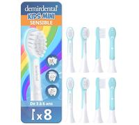 demirdental tête de brosse pour Philips Sonicare Kids tête de brosse enfants, Compact Mini pour les petites dents de lait, Enfants de 3 à 6 ans, remplace HX6038 HX6034, Turquoise, Lot de 8