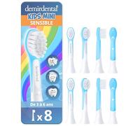 demirdental tête de brosse pour Philips Sonicare Kids tête de brosse enfants, Compact Mini pour les petites dents de lait, Enfants de 3 à 6 ans, remplace HX6038 HX6034, Bleu Clair, Lot de 8