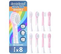 demirdental tête de brosse pour Philips Sonicare Kids tête de brosse enfants, Compact Mini pour les petites dents de lait, Enfants de 3 à 6 ans, remplace HX6038 HX6034, Rose, Lot de 8