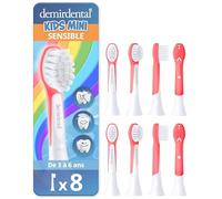 demirdental tête de brosse pour Philips Sonicare Kids tête de brosse enfants, Compact Mini pour les petites dents de lait, Enfants de 3 à 6 ans, remplace HX6038 HX6034, Rouge, Lot de 8