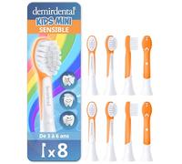 demirdental tête de brosse pour Philips Sonicare Kids tête de brosse enfants, Compact Mini pour les petites dents de lait, Enfants de 3 à 6 ans, remplace HX6038 HX6034, Orange, Lot de 8