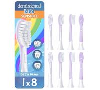 demirdental tête de brosse pour Philips Sonicare Kids tête de brosse enfants, pour les premières dents permanentes, Enfants de 7 à 10 ans, remplace HX6048 HX6044, Lila, Lot de 8