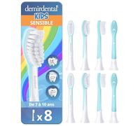 demirdental tête de brosse pour Philips Sonicare Kids tête de brosse enfants, pour les premières dents permanentes, Enfants de 7 à 10 ans, remplace HX6048 HX6044, Turquoise, Lot de 8