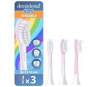 demirdental tête de brosse pour Philips Sonicare Kids tête de brosse enfants, pour les premières dents permanentes, Enfants de 7 à 10 ans, remplace HX6048 HX6044, Rose, Lot de 3