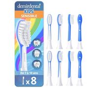 demirdental tête de brosse pour Philips Sonicare Kids tête de brosse enfants, pour les premières dents permanentes, Enfants de 7 à 10 ans, remplace HX6048 HX6044, Bleu Foncé, Lot de 8
