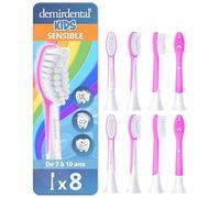 demirdental tête de brosse pour Philips Sonicare Kids tête de brosse enfants, pour les premières dents permanentes, Enfants de 7 à 10 ans, remplace HX6048 HX6044, Magenta, Lot de 8