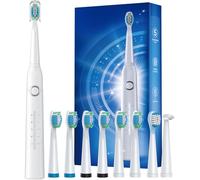 Demita Brosse à dents électrique Sonic avec 8 têtes, 40 000 VPM et 5 modes, avec une charge rapide en 4 heures et une autonomie de 30 jours, brosse à dents rechargeable pour adultes (Blanc Pur)