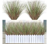 DEMIUKO 16 Pcs Plantes Artificielles Herbe Extérieure de 50cm Fausses Plantes Vertu Arbustes Buisson Herbe de Blé Résistantes aux UV Herbe Décor pour Maison Intérieur Balcon Jardin, Vert Violet