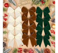 DEMIUKO Lot de 12 nœuds en velours avec liens torsadés pour décoration de sapin de Noël, nœud pour emballage cadeau de Noël, pour création artisanale, couture, mariage, fête, couronne de Noël
