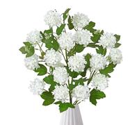 DEMIUKO Lot de 4 fleurs d'hortensia artificielles de grande taille, fleurs printanières artificielles en soie, branches de verdure, feuilles, feuilles, plantes d'intérieur et d'extérieur, décoration