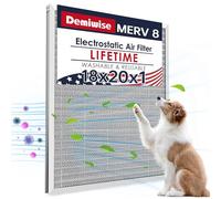 Demiwise MERV 8 Filtre à air électrostatique réutilisable en aluminium pour four AC/CVC, lavable, facile à nettoyer, augmente le flux d'air (taille réelle : 45 x 50 x 0,82 cm)