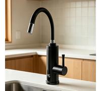 Demlaka Robinet avec chauffe-eau instantané : robinet électrique en acier inoxydable 3000 W, indicateur de température LED, robinet de cuisine, robinet de cuisine, rotation à 360°, LED instantané
