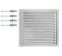 DEMLOU Grille d’aération aluminium carrée 20 x 20 cm avec maille de protection - Grille de ventilation intérieur extérieur résistante aux intempéries et durable.