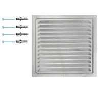 DEMLOU Grille d’aération aluminium carrée 25 x 25 cm avec maille de protection - Grille de ventilation intérieur extérieur résistante aux intempéries et durable.