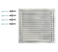 DEMLOU Grille d’aération aluminium carrée 30 x 30 cm avec maille de protection - Grille de ventilation intérieur extérieur résistante aux intempéries et durable.