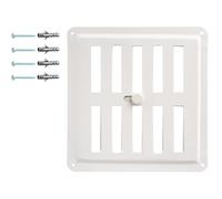 DEMLOU Grille d’Aération Carrée en Métal Blanc RAL 9016 - 15 x 15 cm - Acier Galvanisé - Flux d’Air Réglable Ouverture-Fermeture - Diffuseur de Chaleur Murale/Plafond avec Revêtement Poudre.