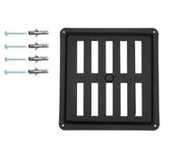 DEMLOU Grille d’Aération Carrée en Métal Noir RAL 9005 - 15 x 15 cm - Acier Galvanisé - Flux d’Air Réglable Ouverture-Fermeture - Diffuseur de Chaleur Murale/Plafond avec Revêtement Poudre.