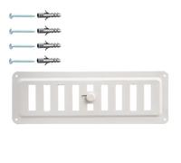 DEMLOU Grille d’Aération Rectangulaire en Métal Blanc RAL 9016 - 23 x 7,5 cm - Acier Galvanisé - Flux d’Air Réglable Ouverture-Fermeture - Diffuseur de Chaleur Murale/Plafond avec Revêtement Poudre.