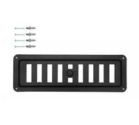 DEMLOU Grille d’Aération Rectangulaire en Métal Noir RAL 9005 - 23 x 7,5 cm - Acier Galvanisé - Flux d’Air Réglable Ouverture-Fermeture - Diffuseur de Chaleur Murale/Plafond avec Revêtement Poudre.