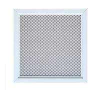 DEMLOU - Grille de ventilation aluminium perforé blanc moderne avec filet métallique - RAL9016 - Grille d’aération intérieur extérieur - 25 x 25 cm carré.