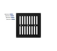 DEMLOU Grille de Ventilation Réglable Carré 25x25 cm - Acier Galvanisé avec Volets Ouverture Fermeture - Aération Murale ou Plafond - Noir RAL 9005.