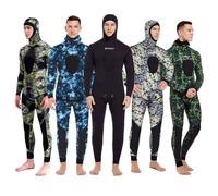 DEMMET Camouflage Combinaison 3mm Chasse Poisson Combinaison Hiver Chaud Hommes Long Capuche Deux Pièces Surf Snorkeling Plongée Chasse Poisson Kayak