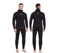 DEMMET Combinaison 2 pièces en néoprène pour Homme 5 mm 7 mm pour la Chasse la Natation Le Harpoon la pêche Le Camouflage (7mm Noir, XL)