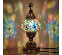 Demmex Abat-jour coloré en mosaïque turque marocaine pour table de chevet, nuit, 30 cm, multicolore