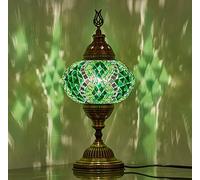 DEMMEX Grande lampe de table en mosaïque marocaine turque de 17,8 cm, fabriquée à la main en verre coloré de style Tiffany, décoration artisanale pour salon, chambre à coucher, ampoule incluse - 35,6