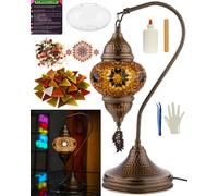 DEMMEX Kit de lampe en mosaïque turque à faire soi-même - Coffret cadeau complet pour adultes et adolescents - Décoration d'intérieur facile et amusante - Créez votre propre lampe de table (SWAN