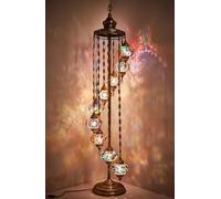 DEMMEX Lampadaire Ottoman en Mosaïque Turque, 9 Globes, 180 cm de Haut - Lampadaire Décoratif Style Tiffany avec Globes Colorés pour Salon, Chambre, Entrée - Fait Main en Turquie, Multicolore