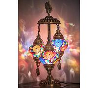 DEMMEX Lampe de chevet de table en mosaïque marocaine turque, 3 nuances, faite à la main, 53 cm