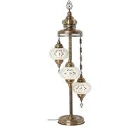 DEMMEX Lampe de sol et de table en mosaïque marocaine turque, faite à la main, style Tiffany avec 3 grands globes de 17,8 cm, 94 cm de haut, finition laiton antique